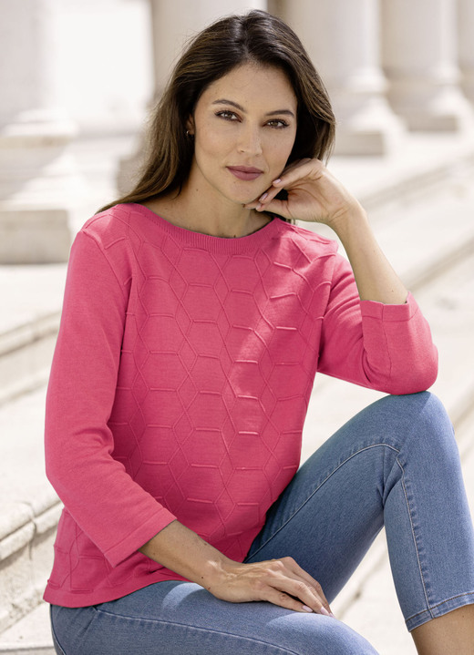 Basics - Pullover mit grafischer Struktur, in Größe 036 bis 052, in Farbe KORALLE Ansicht 1