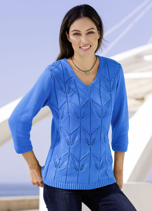 Basics - Pullover in Mustermix, in Größe 038 bis 054, in Farbe AZURBLAU Ansicht 1