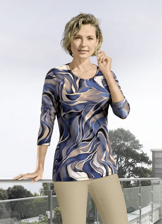 3/4-Arm - Shirt mit 3/4-langen Ärmeln in 4 Farben 3/4-Arm - Shirt mit 3/4-langen Ärmeln in 4 Farben, in Größe 036 bis 052, in Farbe CAMEL-BLAU