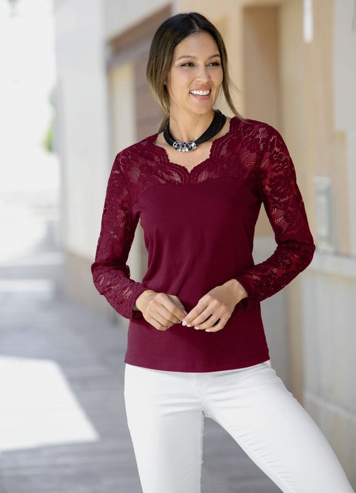 Tuniken - Shirt-Tunika mit Baumwolle Tuniken - Shirt-Tunika mit Baumwolle, in Größe 036 bis 052, in Farbe BORDEAUX