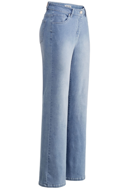 Hosen mit Knopf- und Reissverschluss - Jeans in aktueller Fingerprint-Dessinierung Hosen mit Knopf- und Reissverschluss - Jeans in aktueller Fingerprint-Dessinierung, in Größe 017 bis 050, in Farbe HELLBLAU