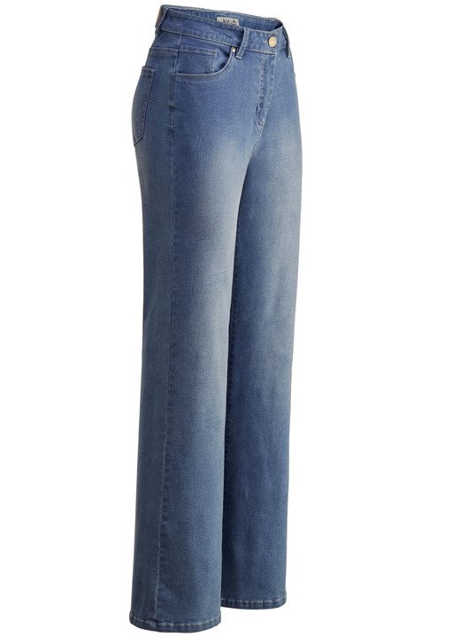 Hosen mit Knopf- und Reissverschluss - Jeans in aktueller Fingerprint-Dessinierung Hosen mit Knopf- und Reissverschluss - Jeans in aktueller Fingerprint-Dessinierung, in Größe 017 bis 050, in Farbe JEANSBLAU