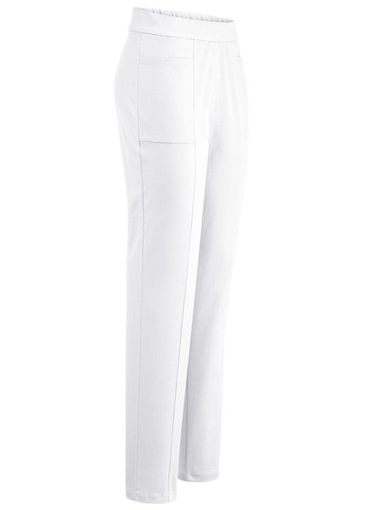 Hosen in Schlupfform - Hose mit abgesteppten Teilungsnähten Hosen in Schlupfform - Hose mit abgesteppten Teilungsnähten, in Größe 018 bis 052, in Farbe WEISS
