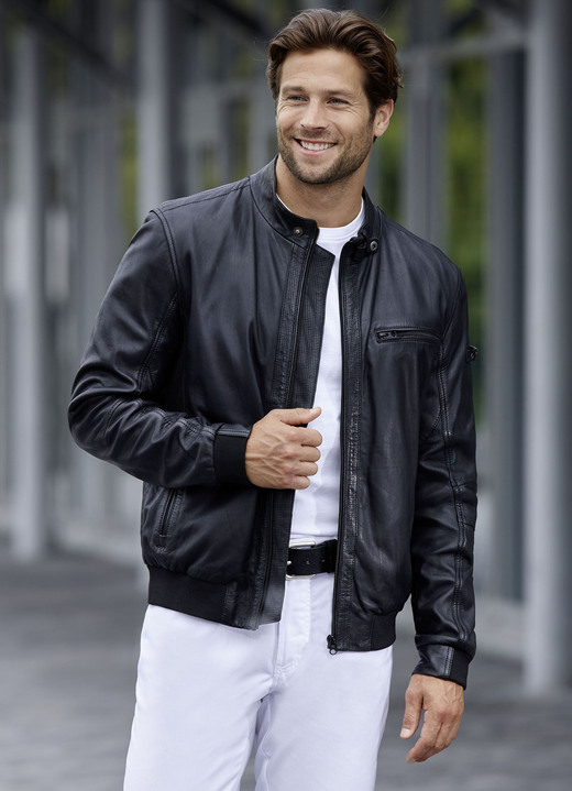 Lederblousons - Lederblouson von «Cabrini», in Größe 046 bis 060, in Farbe SCHWARZ Ansicht 1