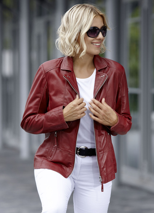 Lederkurzjacken - Lederkurzjacke von «Cabrini», in Größe 036 bis 050, in Farbe DUNKELROT Ansicht 1