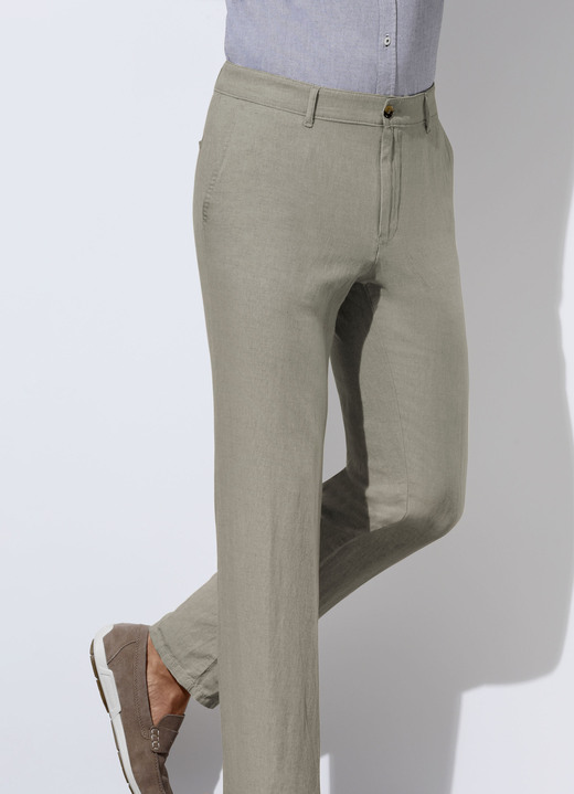 Hosen - «Francesco Botti»-Hose mit Leinen in 3 Farben, in Größe 024 bis 064, in Farbe KHAKI Ansicht 1