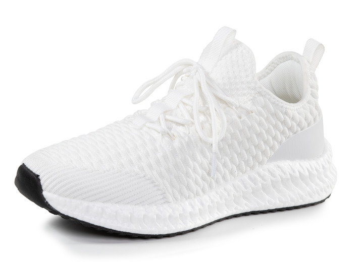 Slipper & Schnürschuhe - Schnür-Sneaker aus strukturiertem Textilmaterial, in Größe 040 bis 046, in Farbe WEISS Ansicht 1