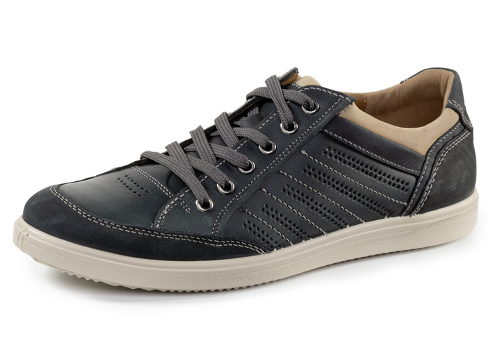 Schuhe - GINO Galante Sneaker mit Kontrast-Besätzen und Zierlochung, in Größe 040 bis 047, in Farbe BLAU Ansicht 1