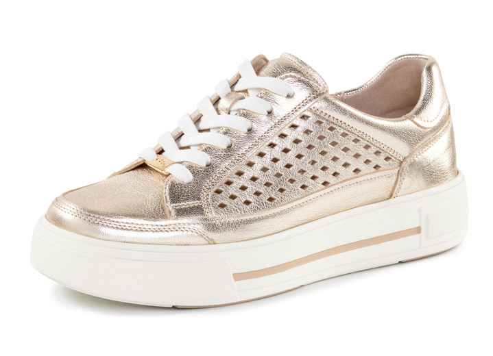 Slipper & Schnürschuhe - ELENA EDEN Sneaker aus Nappaleder mit luftiger Perforation, in Größe 3 1/2 bis 8, in Farbe GOLD Ansicht 1