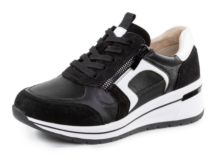 Slipper & Schnürschuhe - ELENA EDEN Sneaker mit herausnehmbarem Fussbett, in Größe 036 bis 042, in Farbe SCHWARZ-WEISS Ansicht 1