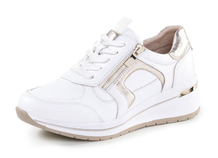 Slipper & Schnürschuhe - ELENA EDEN, sytlische Damen-Sneaker, Weite H, mit herausnehmbarem Fussbett, in Größe 036 bis 042, in Farbe WEISS-GOLD Ansicht 1