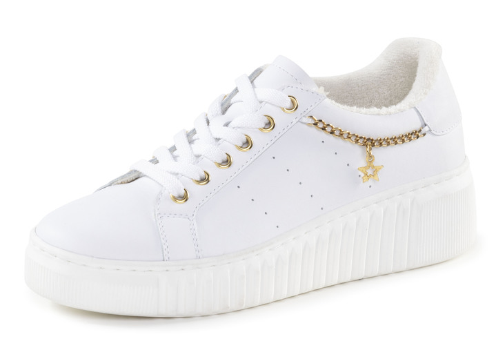 Slipper & Schnürschuhe - ELENA EDEN Sneaker mit trendigem Ketten-Schmuck und Zierperforation, in Größe 036 bis 042, in Farbe WEISS Ansicht 1