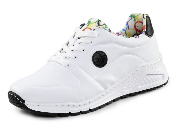 Slipper & Schnürschuhe - Rieker Schnür-Sneaker mit Wechselfussbett, in Größe 036 bis 042, in Farbe WEISS-SCHWARZ Ansicht 1