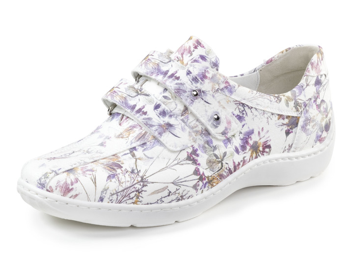 Slipper & Schnürschuhe - Waldläufer, bequeme Damen-Slipper, Weite H, mit herausnehmbarem Fussbett, in Größe 3 1/2 bis 8, in Farbe WEISS-BUNT Ansicht 1