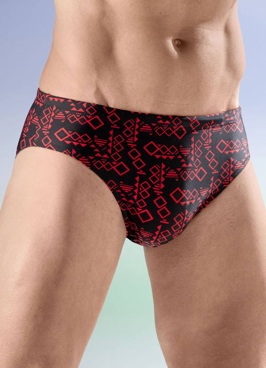 Badehosen - Schwab Badehose in Slipform, in Größe 004 bis 009, in Farbe SCHWARZ-ROT