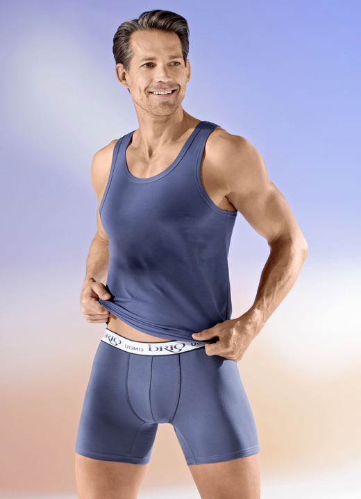Unterhemden - Dreierpack Achselshirts aus Feinjersey, in Größe 005 bis 011, in Farbe 2X INDIGOBLAU, 1X NAVY Ansicht 1