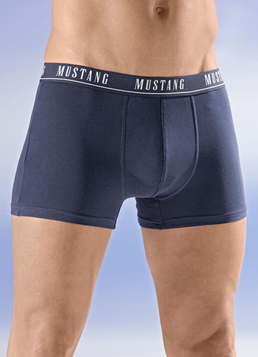 Pants & Boxershorts - Mustang Dreierpack Pants mit Elastikbund, in Größe 004 bis 008, in Farbe 1X NAVY, 1X BLAU, 1X TÜRKIS Ansicht 1