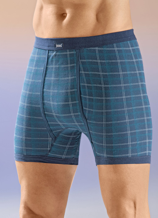 Slips & Unterhosen - Viererpack Unterhosen mit Karodessin, in Größe 005 bis 014, in Farbe 2X MARINE-SMARAGD, 2X SMARAGD-MARINE Ansicht 1
