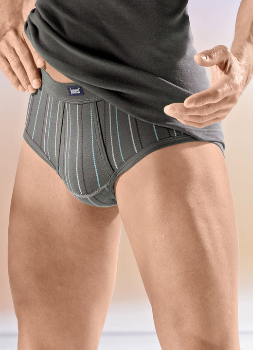 Slips & Unterhosen - Viererpack Slips mit Softbund, in Größe 005 bis 014, in Farbe 2X SCHIEFER-TÜRKIS-HELLGRAU, 2X UNI SCHIEFER Ansicht 1