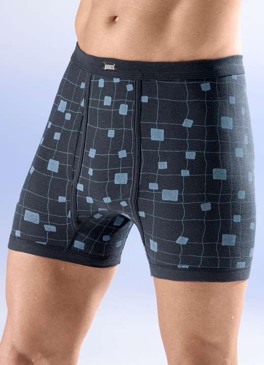 Slips & Unterhosen - Viererpack Unterhosen mit Alloverdessin, in Größe 005 bis 014, in Farbe 2X ANTHRAZIT-TAUBENBLAU, 2X ANTHRAZIT-RUBINROT Ansicht 1