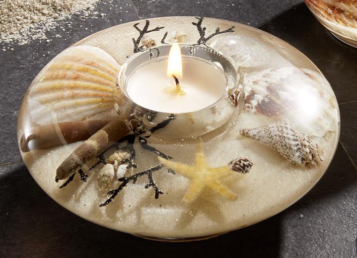 Wohnaccessoires - Teelichthalter aus mundgeblasenem Glas, in Farbe BEIGE-SAND, in Ausführung Teelichthalter Ufo Ansicht 1