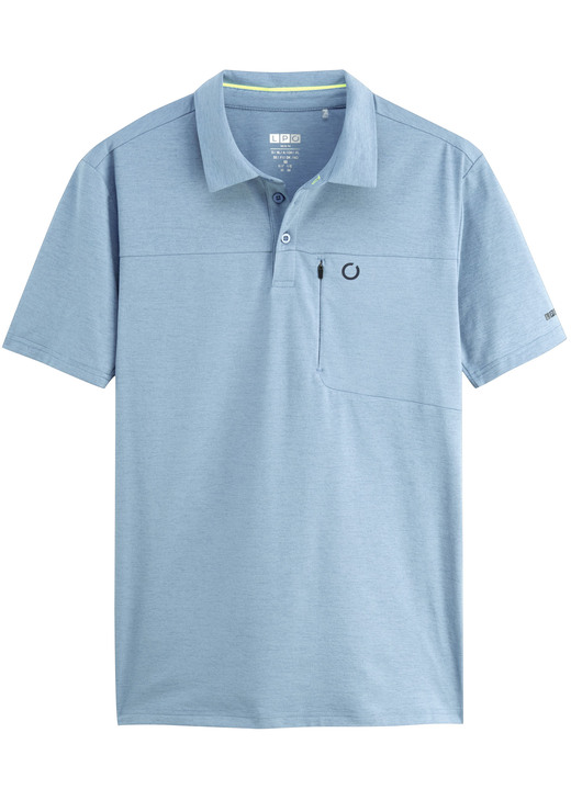 Freizeitshirts & -Kombinationen - Funktionspolo von «LPO», in Größe 048 bis 058, in Farbe BLAU MELIERT Ansicht 1
