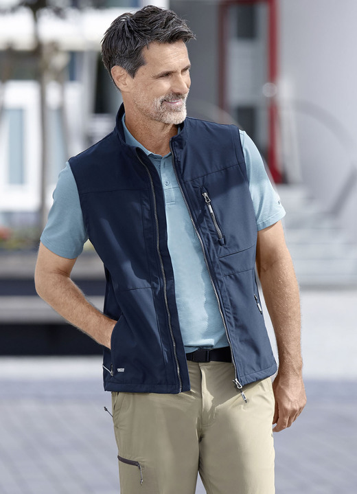Freizeitshirts & -Kombinationen - Softshellgilet von «LPO», in Größe 048 bis 058, in Farbe MARINE Ansicht 1