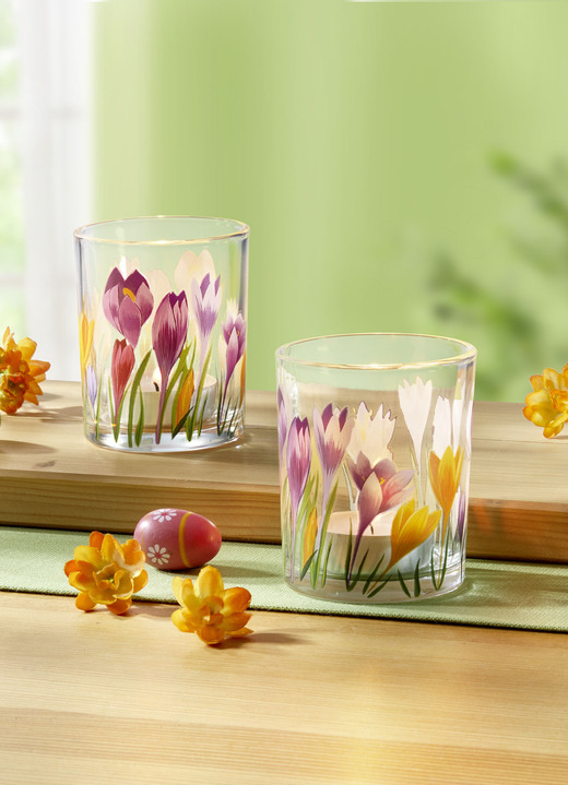 Oster-Dekorationen - Windlicht, 2er Set, aus Glas, in Farbe BUNT