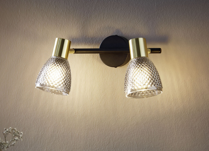 Deckenlampe - Deckenlampe, auch Wandbefestigung möglich, in Farbe SCHWARZ-GOLD, in Ausführung 2-flammig Ansicht 1