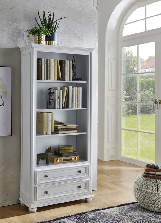 Regale - Teilmassiver Bücherschrank, in Farbe WEISS Ansicht 1
