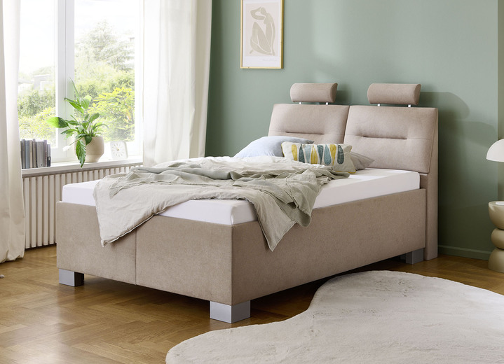Polsterbetten - Polsterbett mit Einbaulattenrost und Bettkasten, in Farbe CREME, in Ausführung ohne Matratze Ansicht 1
