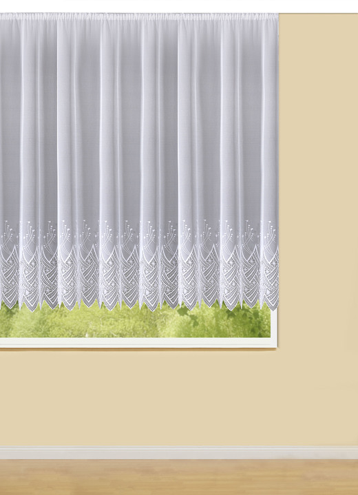 Klassisch - Vorhang Grafik mit Universalschienenband, in Größe 140 (H120xB300 cm) bis 298 (H245xB600 cm), in Farbe WEISS Ansicht 1