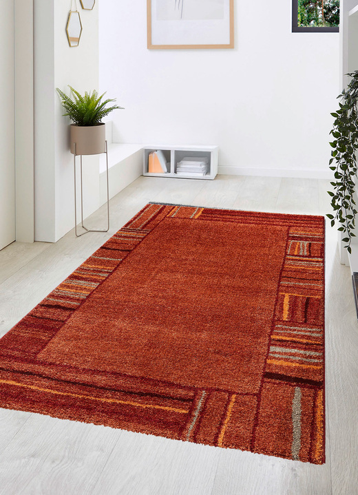 Modern - Brücken und Teppiche mit fein gearbeiteter Bordüre, in Größe 111 (Brücke, 60x110 cm) bis 282 (Teppich, 200x290 cm), in Farbe TERRA Ansicht 1