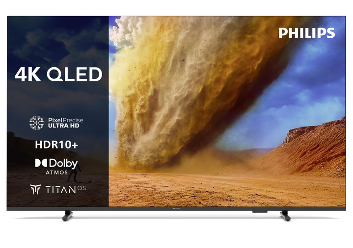 Fernseher - «Philips» 4K Ultra HD QLED Fernseher, in Farbe SCHWARZ