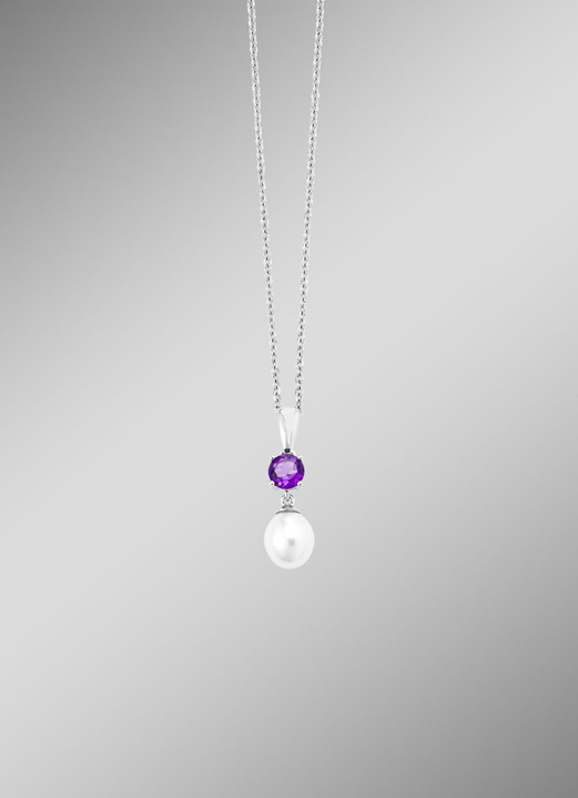Anhänger - Anhänger mit Süsswasser-Zuchtperle und Amethyst, in Farbe  Ansicht 1