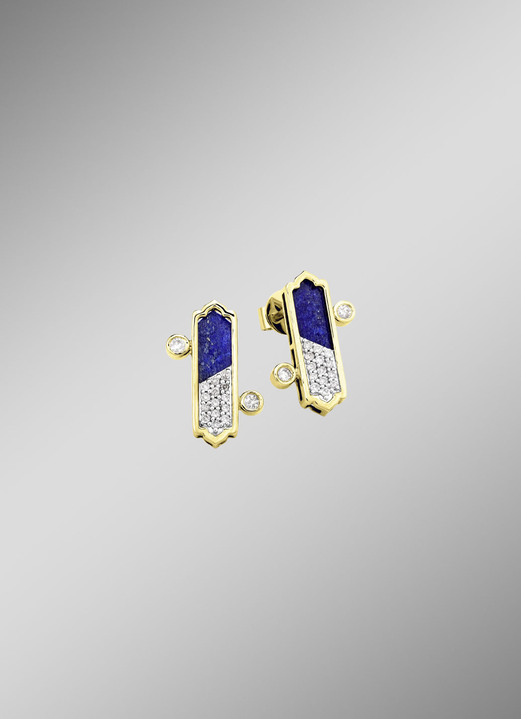 Ohrschmuck - Strahlende Eleganz – Ohrstecker mit Lapislazuli und Brillanten, in Farbe  Ansicht 1