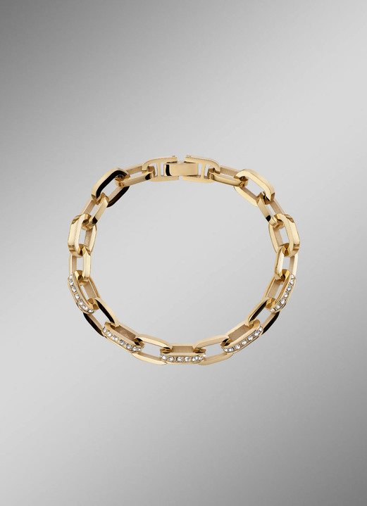 Halsketten - Armband aus vergoldetem Edelstahl mit Kristallen, in Farbe  Ansicht 1
