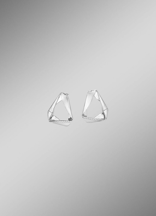 Ohrschmuck - Moderne Klappcreolen mit Zirkonia, in Farbe  Ansicht 1