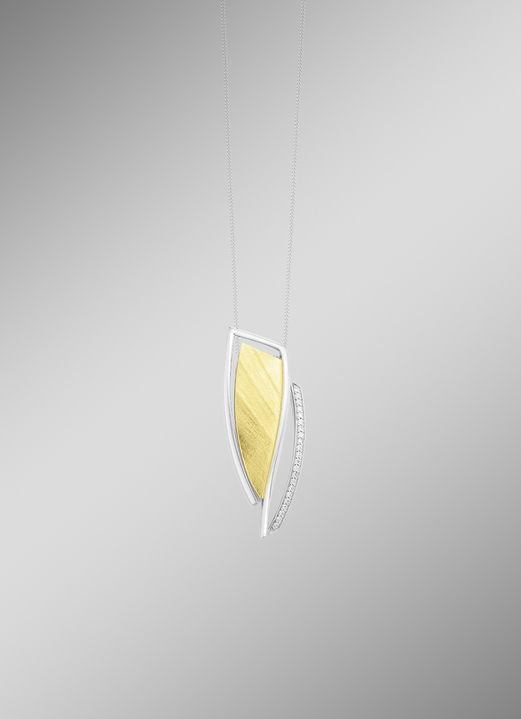 Anhänger - Moderner Anhänger in Bicolor mit Zirkonia, in Farbe  Ansicht 1