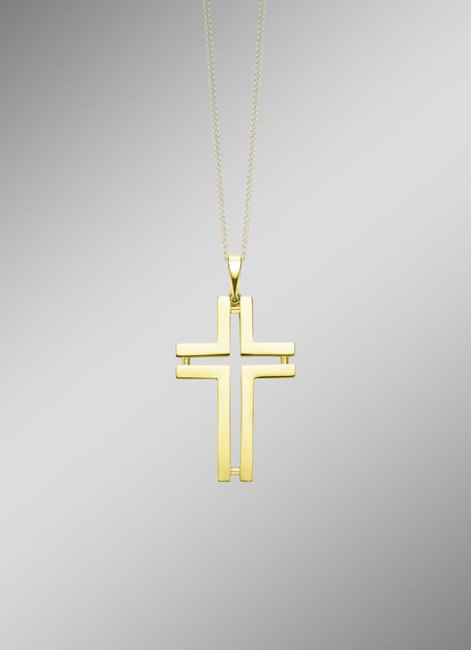 Anhänger - Durchbrochener Kreuz-Anhänger aus Gold, in Farbe  Ansicht 1