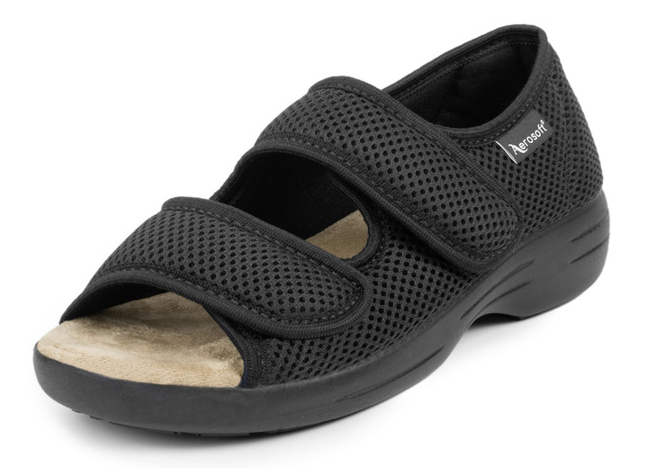 Gesundheitsschuhe - Klett-Sandale für Damen und Herren, in Größe 036 bis 046, in Farbe SCHWARZ, in Ausführung Komfort-Klett-Sandale mit 2 Klettverschlüssen Ansicht 1