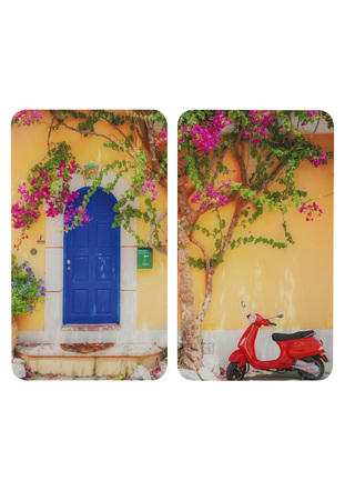 Herdabdeckplatten aus Glas, 2er-Set, Motiv Vespa