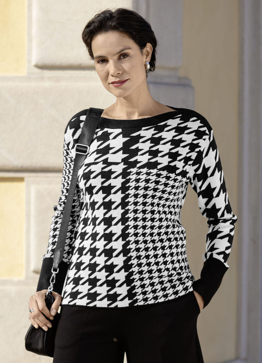 Laura Kent - Pullover mit Hahentrittmuster Laura Kent - Pullover mit Hahentrittmuster, in Größe 036 bis 052, in Farbe SCHWARZ-ECRU