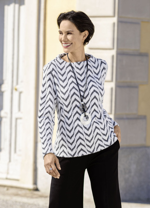 Laura Kent - Flauschige Shirt-Tunika von laurakent Laura Kent - Flauschige Shirt-Tunika von laurakent, in Größe 036 bis 052, in Farbe ECRU-SCHWARZ