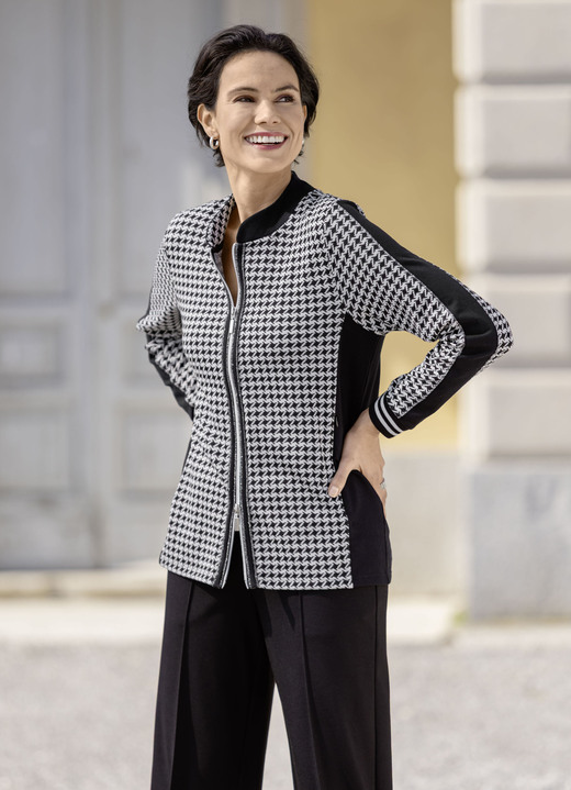 Laura Kent - Blusenjacke mit Hahnentritt-Dessin, in Größe 036 bis 052, in Farbe SCHWARZ-SILBER Ansicht 1