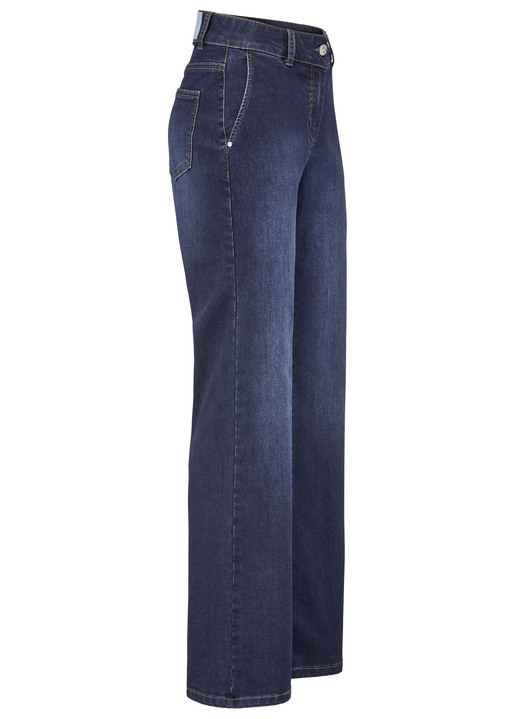 Hosen mit Knopf- und Reissverschluss - Jeans mit weiterem Beinverlauf, in Größe 017 bis 050, in Farbe DUNKELBLAU Ansicht 1
