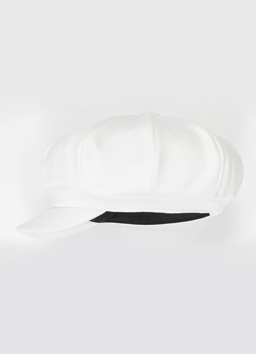 Mützen & Hüte - Elegante Damen-Ballonmütze, mit rückwärtigem Elastikeinsatz Mützen & Hüte - Elegante Damen-Ballonmütze, mit rückwärtigem Elastikeinsatz, in Farbe WEISS