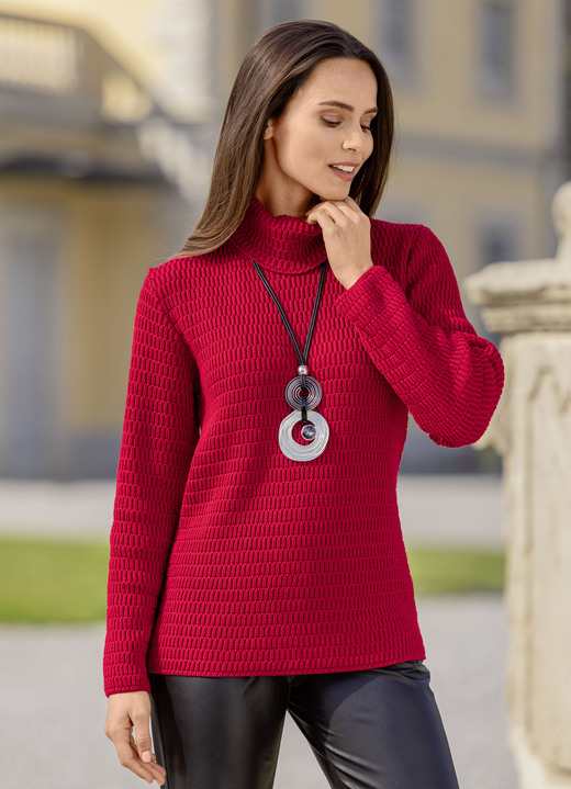 Basics - Pullover mit Struktur, in Größe 036 bis 052, in Farbe ROT Ansicht 1