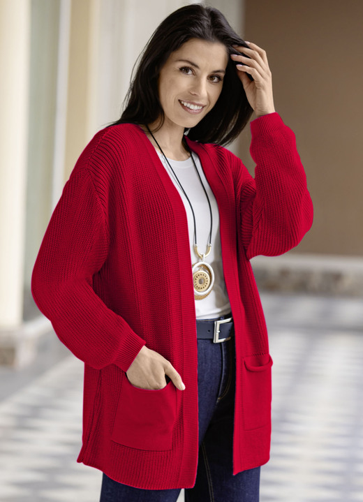 Basics - Strickjacke in Perlfang, in Größe 038 bis 054, in Farbe ROT Ansicht 1