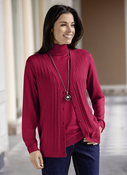 Basics - Strickjacke mit Zöpfchenstruktur, in Größe 036 bis 052, in Farbe ROT Ansicht 1